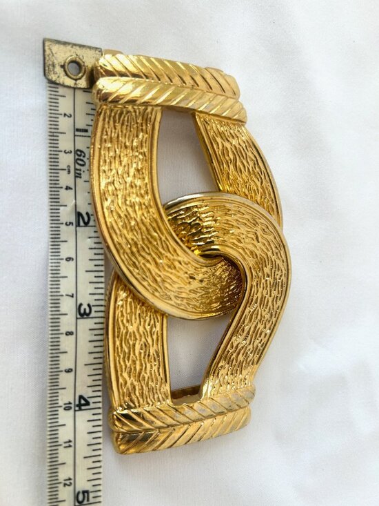 Chunky Vintage Gold Tone BELT BUCKLE Puzzle Design Signed GUTOS West Germany main image 8